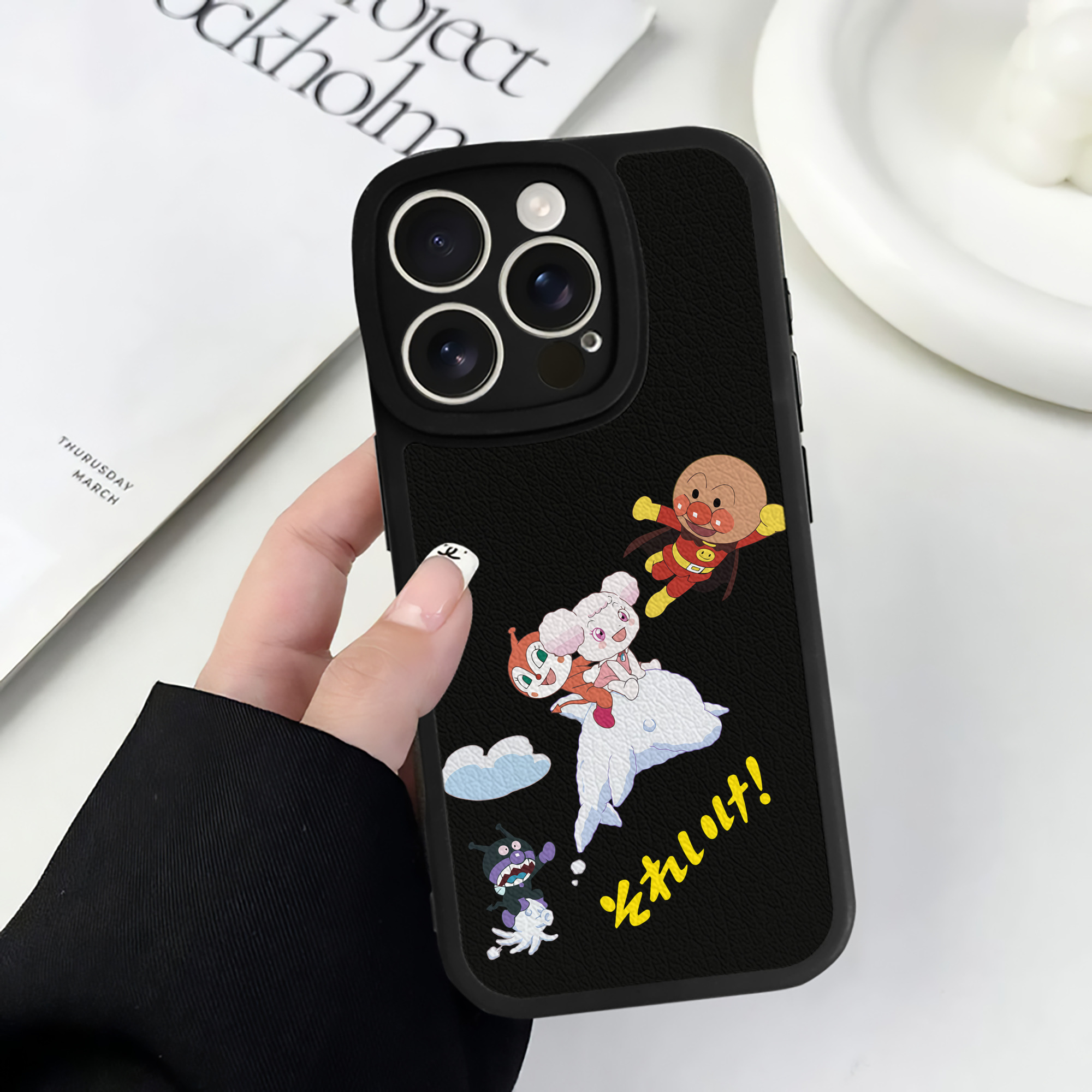 （画像用） アンパンマン Anpanman 【iPhone 16シリーズ対応】シリコンスマホケース（レザー調） 材質：シリコン